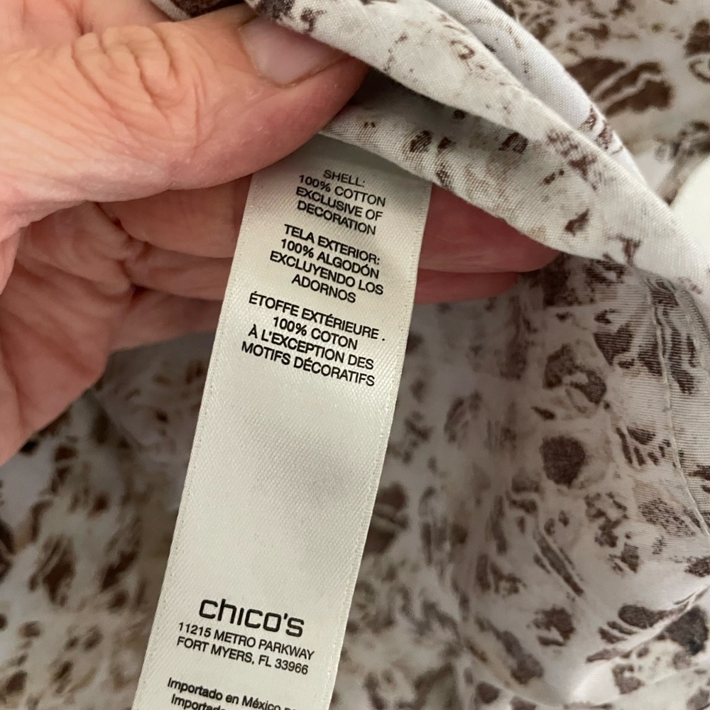 Chico's Animal Print Button Down Shirt - Brown and Cream - Picture 3 of 5